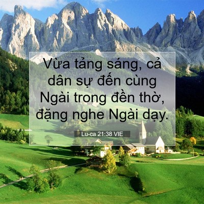 Picture 07 - Lu-ca 21:38 VIE - Vừa tảng sáng, cả dân sự đến cùng - Bible Verse Picture