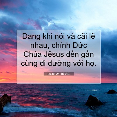 Picture 07 - Lu-ca 24:15 VIE - Đang khi nói và cãi lẽ nhau, chính Đức - Bible Verse Picture