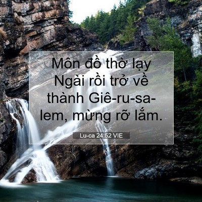 Picture 07 - Lu-ca 24:52 VIE - Môn đồ thờ lạy Ngài rồi trở về - Bible Verse Picture