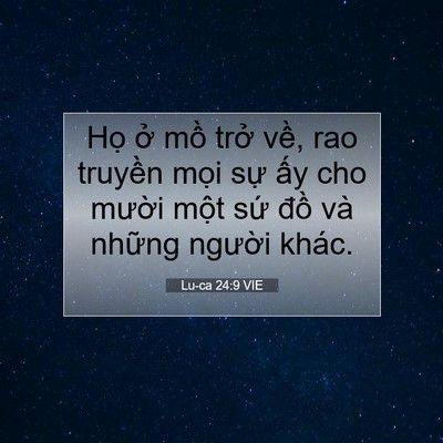 Picture 07 - Lu-ca 24:9 VIE - Họ ở mồ trở về, rao truyền mọi sự - Bible Verse Picture