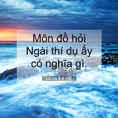 Picture 07 - Lu-ca 8:9 VIE - Môn đồ hỏi Ngài thí dụ ấy có nghĩa - Bible Verse Picture