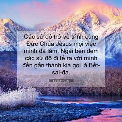 Picture 07 - Lu-ca 9:10 VIE - Các sứ đồ trở về trình cùng Đức - Bible Verse Picture