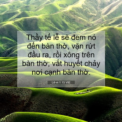 Picture 07 - Lê-vi 1:15 VIE - Thầy tế lễ sẽ đem nó đến bàn thờ, - Bible Verse Picture