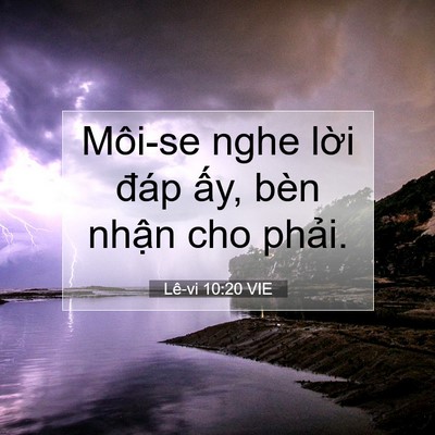 Picture 07 - Lê-vi 10:20 VIE - Môi-se nghe lời đáp ấy, bèn nhận cho - Bible Verse Picture