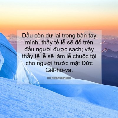 Picture 07 - Lê-vi 14:18 VIE - Dầu còn dư lại trong bàn tay mình, thầy - Bible Verse Picture