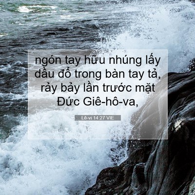 Picture 07 - Lê-vi 14:27 VIE - ngón tay hữu nhúng lấy dầu đổ trong - Bible Verse Picture