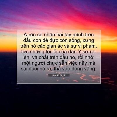 Picture 07 - Lê-vi 16:21 VIE - A-rôn sẽ nhận hai tay mình trên đầu con - Bible Verse Picture