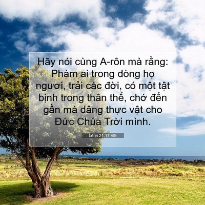 Picture 07 - Lê-vi 21:17 VIE - Hãy nói cùng A-rôn mà rằng: Phàm ai trong - Bible Verse Picture