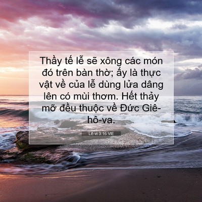 Picture 07 - Lê-vi 3:16 VIE - Thầy tế lễ sẽ xông các món đó trên - Bible Verse Picture