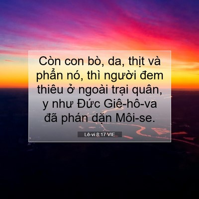 Picture 07 - Lê-vi 8:17 VIE - Còn con bò, da, thịt và phẩn nó, thì - Bible Verse Picture
