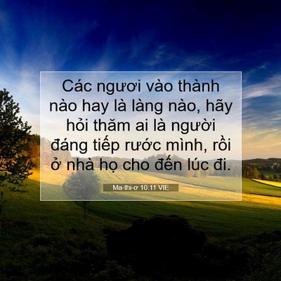 Picture 07 - Ma-thi-ơ 10:11 VIE - Các ngươi vào thành nào hay là làng nào, - Bible Verse Picture