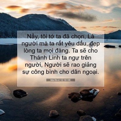 Picture 07 - Ma-thi-ơ 12:18 VIE - Nầy, tôi tớ ta đã chọn, Là người mà - Bible Verse Picture