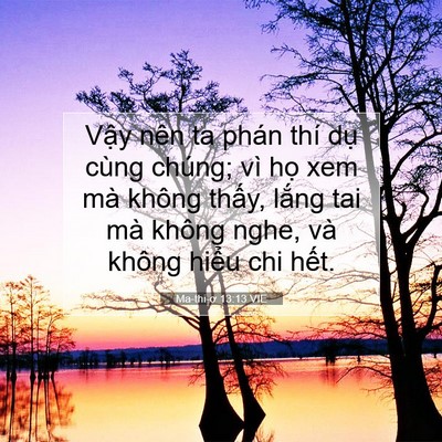 Picture 07 - Ma-thi-ơ 13:13 VIE - Vậy nên ta phán thí dụ cùng chúng; vì - Bible Verse Picture