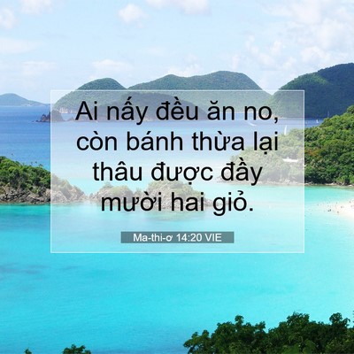 Picture 07 - Ma-thi-ơ 14:20 VIE - Ai nấy đều ăn no, còn bánh thừa lại - Bible Verse Picture