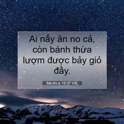 Picture 07 - Ma-thi-ơ 15:37 VIE - Ai nấy ăn no cả, còn bánh thừa lượm - Bible Verse Picture