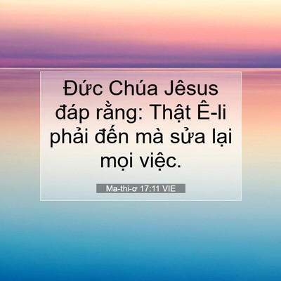 Picture 07 - Ma-thi-ơ 17:11 VIE - Đức Chúa Jêsus đáp rằng: Thật Ê-li - Bible Verse Picture