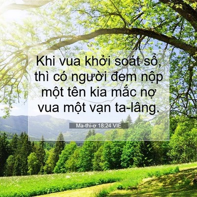 Picture 07 - Ma-thi-ơ 18:24 VIE - Khi vua khởi soát sổ, thì có người đem - Bible Verse Picture