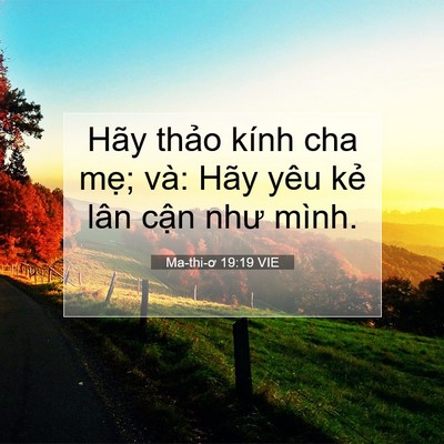 Picture 07 - Ma-thi-ơ 19:19 VIE - Hãy thảo kính cha mẹ; và: Hãy yêu kẻ - Bible Verse Picture