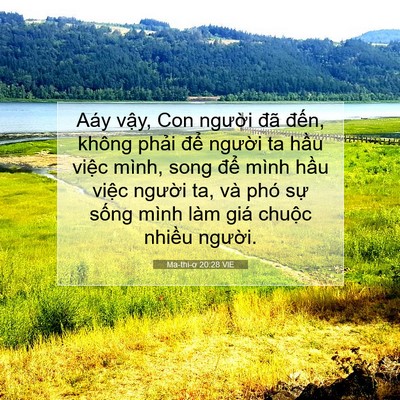 Picture 07 - Ma-thi-ơ 20:28 VIE - Aáy vậy, Con người đã đến, không - Bible Verse Picture