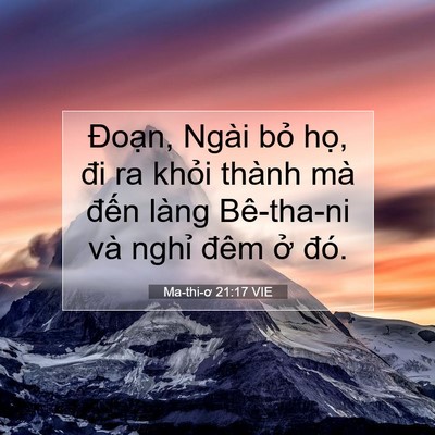 Picture 07 - Ma-thi-ơ 21:17 VIE - Đoạn, Ngài bỏ họ, đi ra khỏi thành - Bible Verse Picture