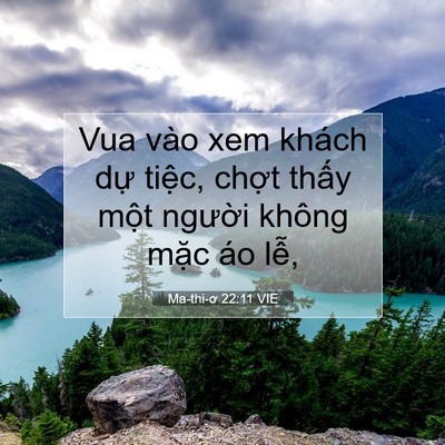 Picture 07 - Ma-thi-ơ 22:11 VIE - Vua vào xem khách dự tiệc, chợt thấy - Bible Verse Picture