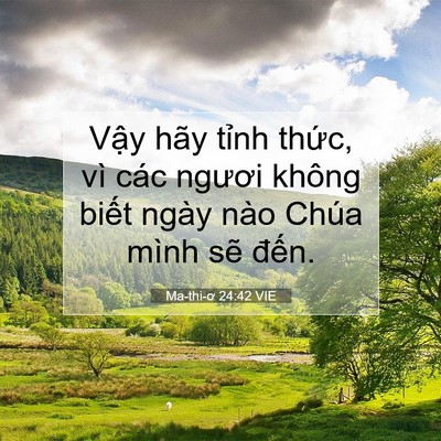 Picture 07 - Ma-thi-ơ 24:42 VIE - Vậy hãy tỉnh thức, vì các ngươi không - Bible Verse Picture