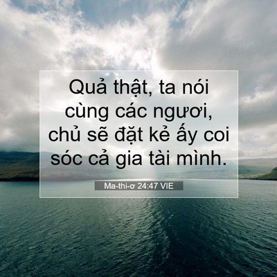 Picture 07 - Ma-thi-ơ 24:47 VIE - Quả thật, ta nói cùng các ngươi, chủ - Bible Verse Picture