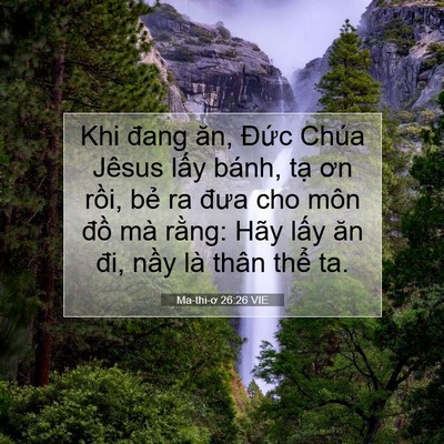 Picture 07 - Ma-thi-ơ 26:26 VIE - Khi đang ăn, Đức Chúa Jêsus lấy bánh, - Bible Verse Picture