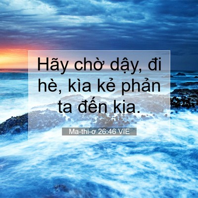 Picture 07 - Ma-thi-ơ 26:46 VIE - Hãy chờ dậy, đi hè, kìa kẻ phản ta - Bible Verse Picture