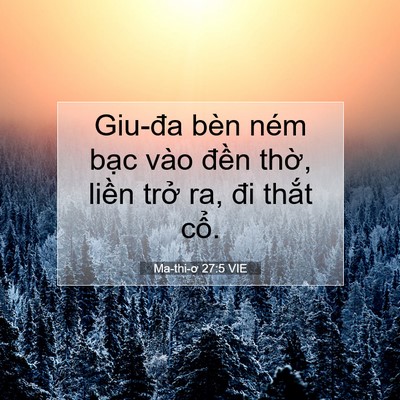 Picture 07 - Ma-thi-ơ 27:5 VIE - Giu-đa bèn ném bạc vào đền thờ, liền - Bible Verse Picture