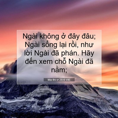 Picture 07 - Ma-thi-ơ 28:6 VIE - Ngài không ở đây đâu; Ngài sống lại - Bible Verse Picture