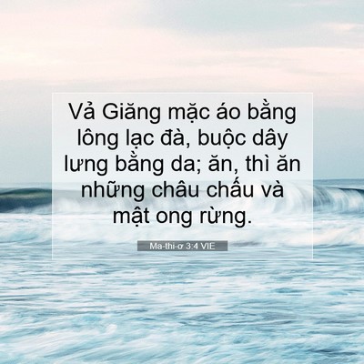 Picture 07 - Ma-thi-ơ 3:4 VIE - Vả Giăng mặc áo bằng lông lạc đà, - Bible Verse Picture
