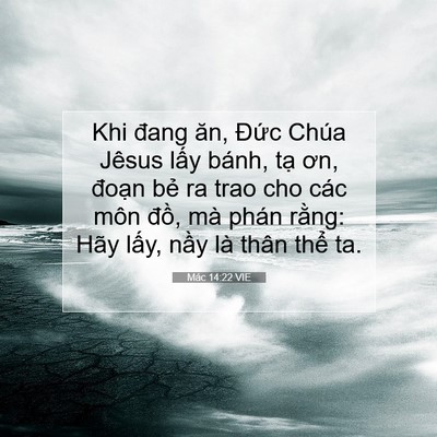 Picture 07 - Mác 14:22 VIE - Khi đang ăn, Đức Chúa Jêsus lấy bánh, - Bible Verse Picture
