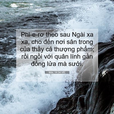 Picture 07 - Mác 14:54 VIE - Phi-e-rơ theo sau Ngài xa xa, cho đến nơi - Bible Verse Picture