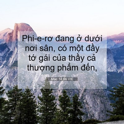Picture 07 - Mác 14:66 VIE - Phi-e-rơ đang ở dưới nơi sân, có một - Bible Verse Picture