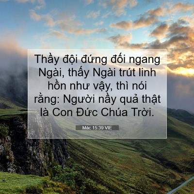 Picture 07 - Mác 15:39 VIE - Thầy đội đứng đối ngang Ngài, thấy - Bible Verse Picture