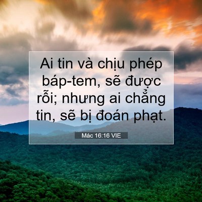 Picture 07 - Mác 16:16 VIE - Ai tin và chịu phép báp-tem, sẽ được - Bible Verse Picture