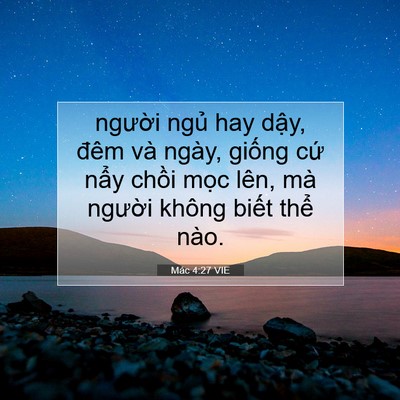 Picture 07 - Mác 4:27 VIE - người ngủ hay dậy, đêm và ngày, - Bible Verse Picture