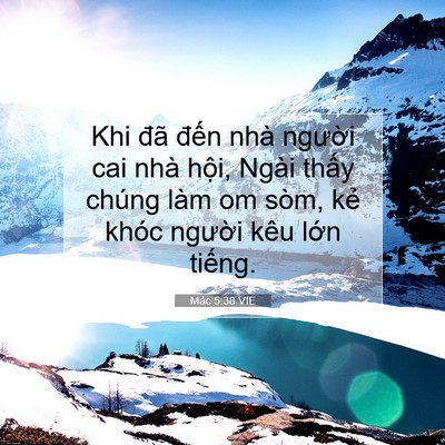 Picture 07 - Mác 5:38 VIE - Khi đã đến nhà người cai nhà hội, - Bible Verse Picture