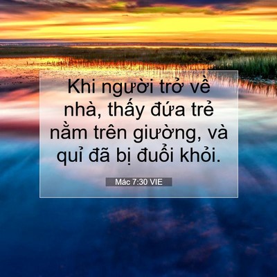 Picture 07 - Mác 7:30 VIE - Khi người trở về nhà, thấy đứa trẻ - Bible Verse Picture