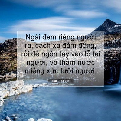 Picture 07 - Mác 7:33 VIE - Ngài đem riêng người ra, cách xa đám - Bible Verse Picture