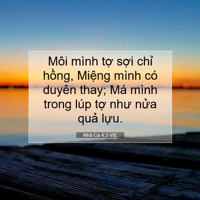 Picture 07 - Nhã Ca 4:3 VIE - Môi mình tợ sợi chỉ hồng, Miệng mình - Bible Verse Picture