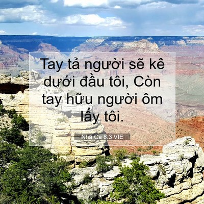 Picture 07 - Nhã Ca 8:3 VIE - Tay tả người sẽ kê dưới đầu tôi, - Bible Verse Picture