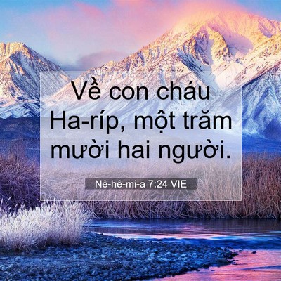 Picture 07 - Nê-hê-mi-a 7:24 VIE - Về con cháu Ha-ríp, một trăm mười hai - Bible Verse Picture