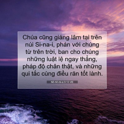 Picture 07 - Nê-hê-mi-a 9:13 VIE - Chúa cũng giáng lâm tại trên núi Si-na-i, - Bible Verse Picture