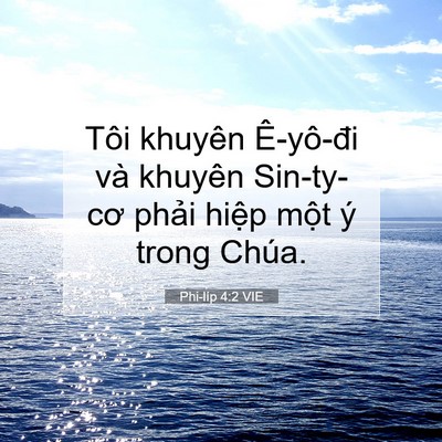 Picture 07 - Phi-líp 4:2 VIE - Tôi khuyên Ê-yô-đi và khuyên Sin-ty-cơ - Bible Verse Picture