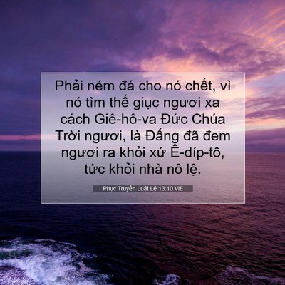 Picture 07 - Phục Truyền Luật Lệ 13:10 VIE - Phải ném đá cho nó chết, vì nó tìm - Bible Verse Picture