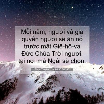 Picture 07 - Phục Truyền Luật Lệ 15:20 VIE - Mỗi năm, ngươi và gia quyến ngươi sẽ - Bible Verse Picture
