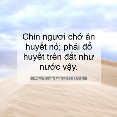 Picture 07 - Phục Truyền Luật Lệ 15:23 VIE - Chỉn ngươi chớ ăn huyết nó; phải - Bible Verse Picture