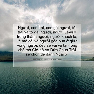 Picture 07 - Phục Truyền Luật Lệ 16:11 VIE - Ngươi, con trai, con gái ngươi, tôi trai - Bible Verse Picture